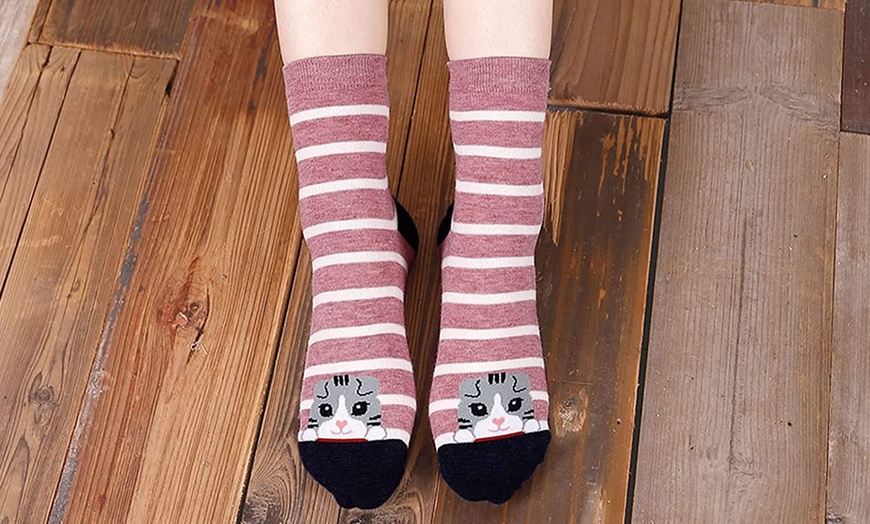 Image 6: 1 ou 5 paires de chaussettes avec des têtes de chats