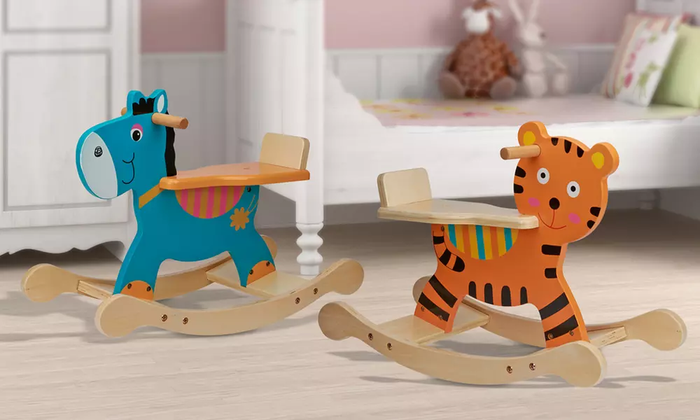 Schaukeltier aus Holz als Tiger oder Esel für Kinder an 18 Monaten - Primary Image