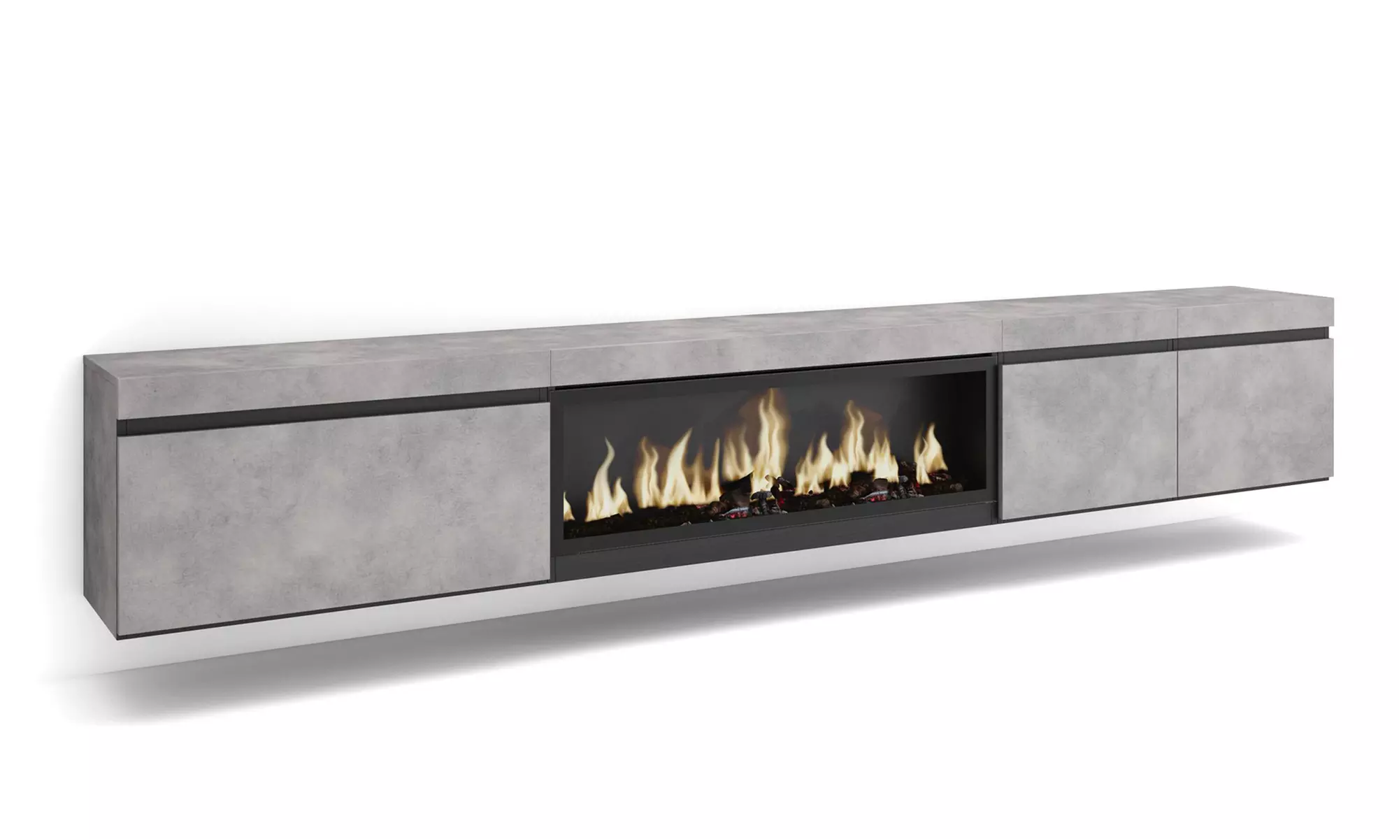 Hängender TV-Schrank 320 cm od. TV-Schrank 288 cm + elektrischer Kamin