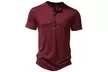 Men's Solid Colour Henley Collar Polo T-Shirt - Second Medium