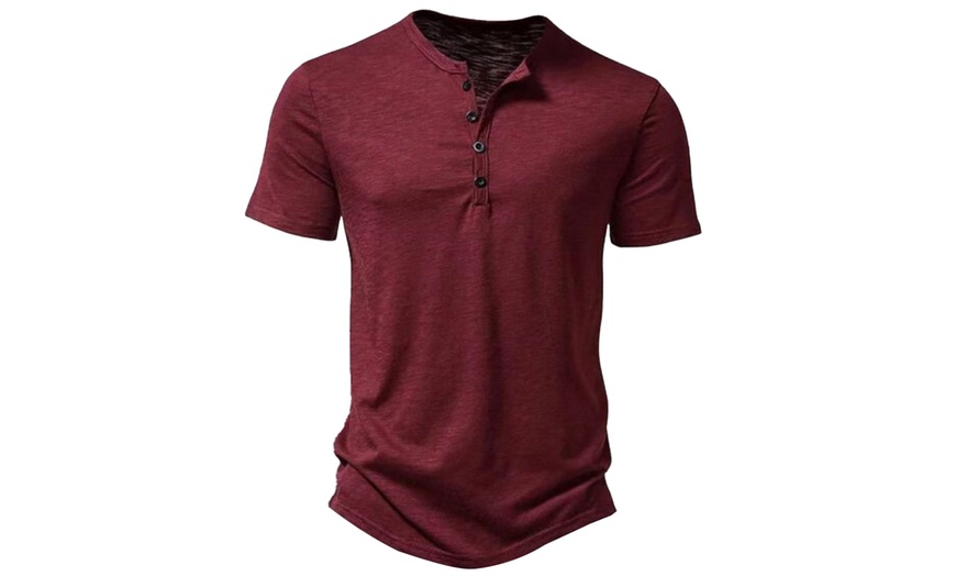 Image 5: Men's Solid Colour Henley Collar Polo T-Shirt