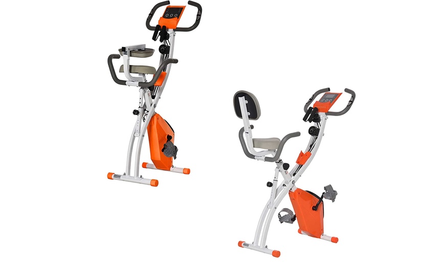 Image 19: HomCom Fold-Away Exercise Bike with 8-Level Resistance and LCD Display