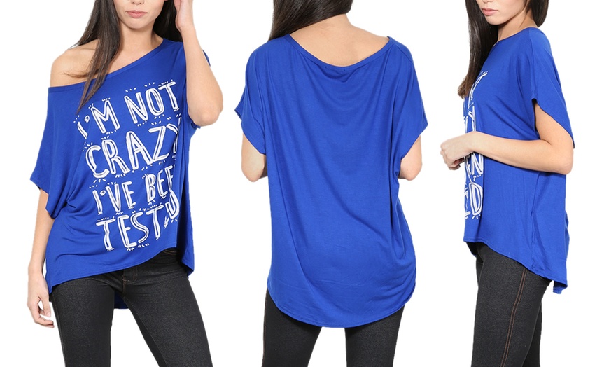 Image 10: Slogan Oversized Batwing Sleeve T-Shirt