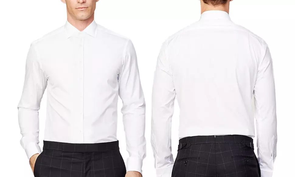 Verno Men's Slim Fit White Dress Shirts (3-Pack) - Second Medium