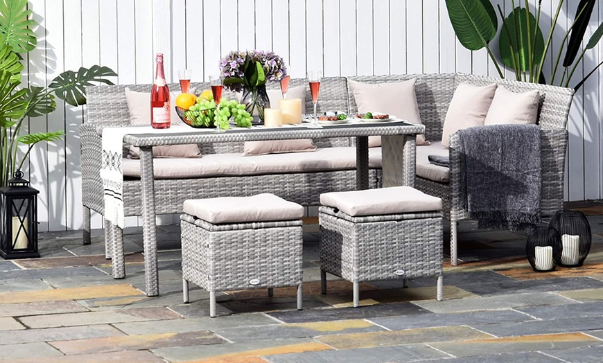 Image 7: Outsunny Five-Piece Rattan-Effect Dining Set