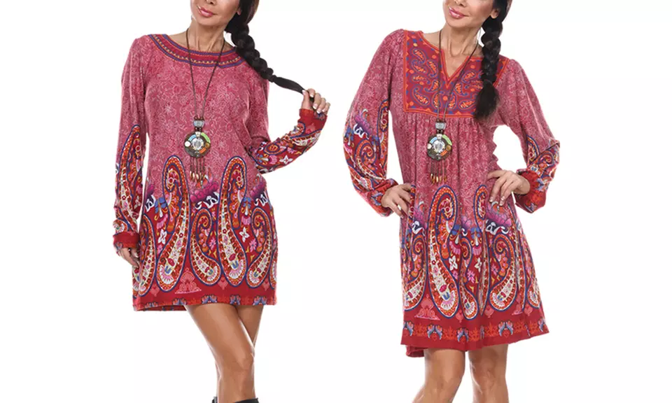 Sweater Dress with Matching Necklace - Primary Image