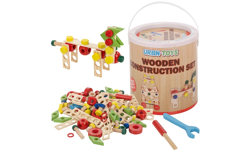 Image 1: 120-Piece Wooden Construction Set