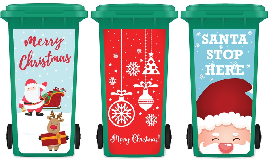 Image 1: Christmas Wheelie Bin Sticker