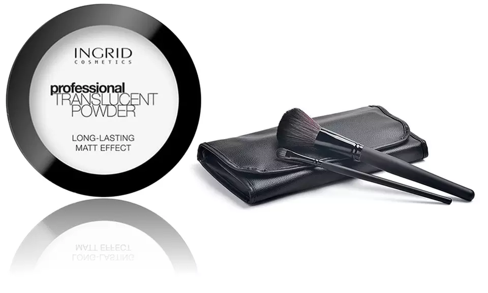 Poudre de riz matifiante et pinceaux de maquillage - Primary Image