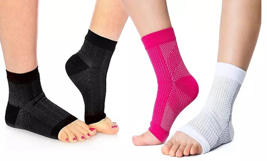 Image 1: Chaussettes de compression anti-fatigue ouvertes aux orteils