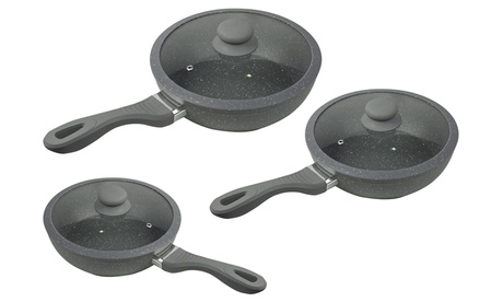 Set di 3 padelle con coperchi