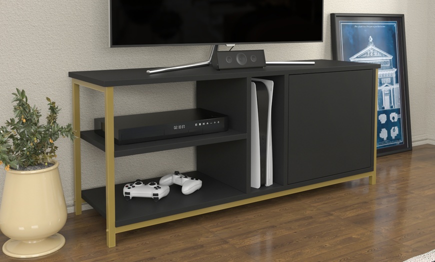 Image 27: Neola Media Television Stand with Open Shelves and Cabinet