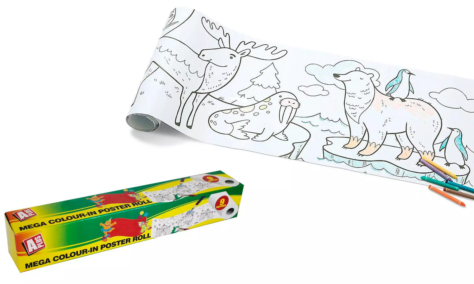 1 ou 2 rouleaux papiers à colorier XXL 9 m avec dessins d'animaux - Primary Image