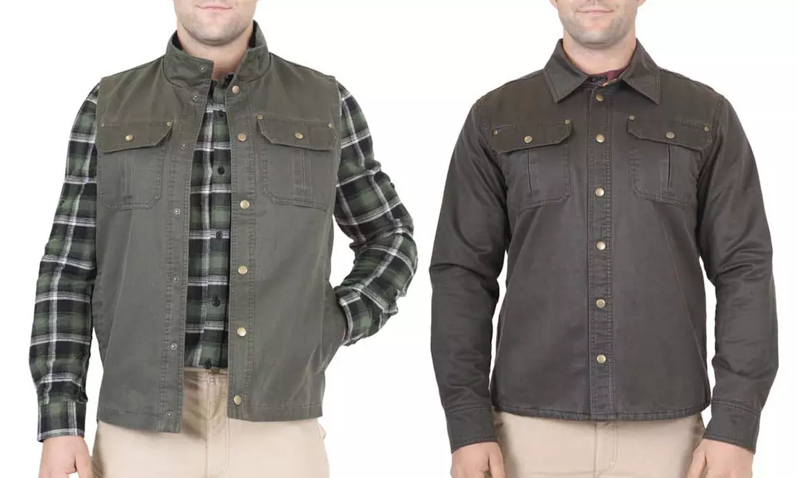 Mountain and Isles Waxed-Cotton Flannel-Lined Vest or Shirt Jacket (S–2XL) - Primary Image
