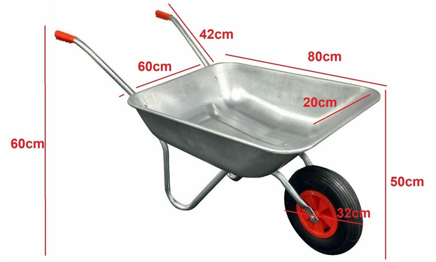 Image 5: Heavy-Duty Galvanised Steel 65-Litre Wheelbarrow