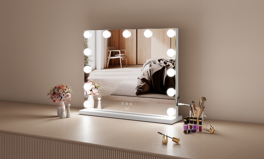 Image 2: Neo Hollywood Vanity Touch Mirror with LED Bulbs