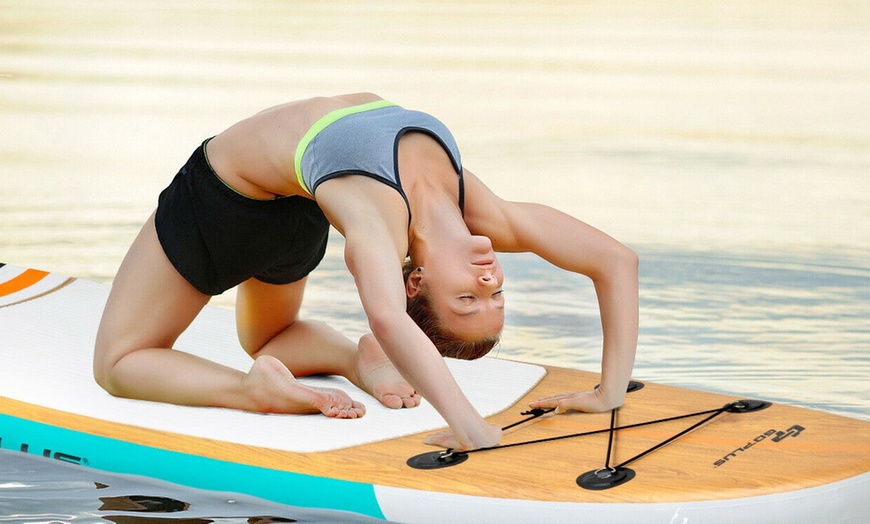 Image 7: Goplus 11' Inflatable Stand Up Paddle Surfboard W/Bag Aluminum Paddle Pump