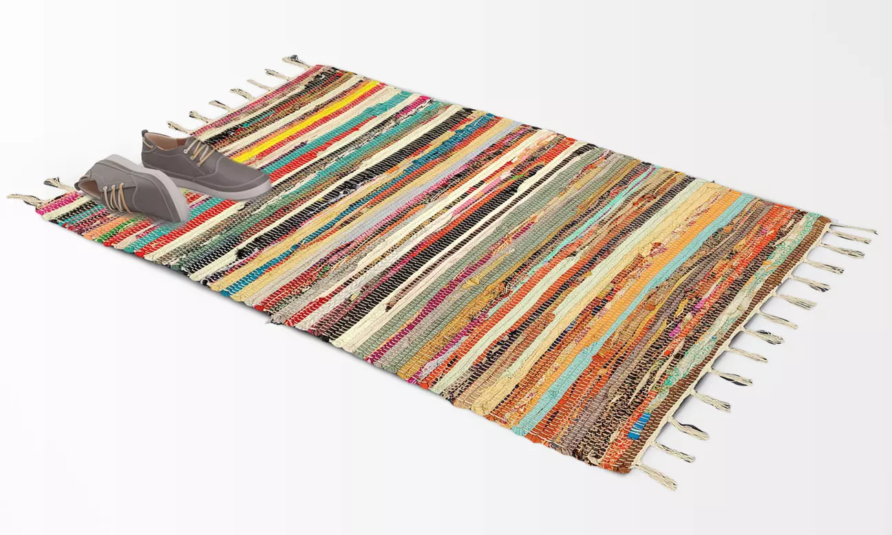 Tapis rectangulaire Chindi fait à la main, tailles au choix - Primary Image