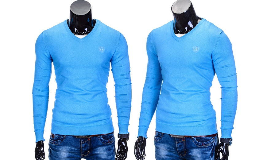 Image 20: Men's V-Neck Sweater