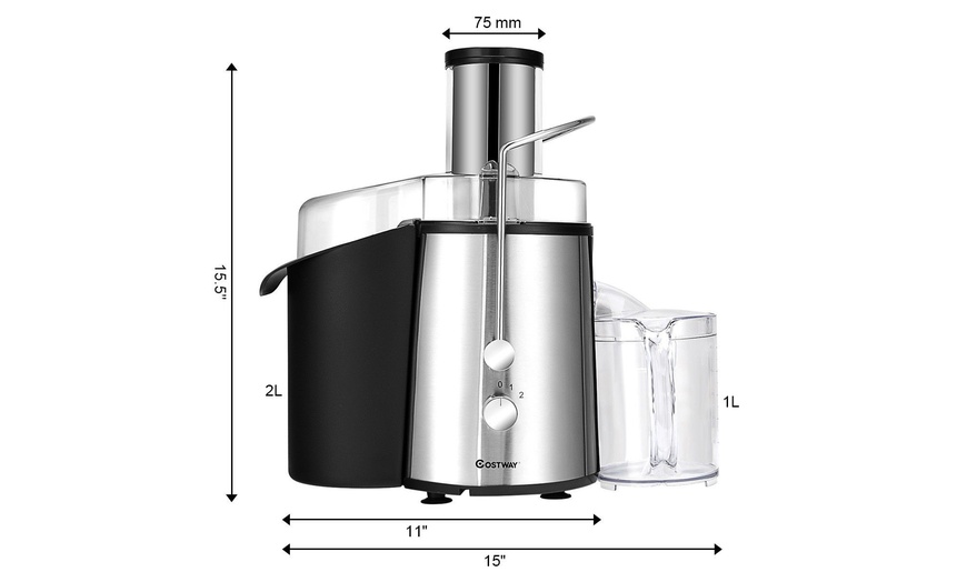 Image 2: Electric Juicer Wide Mouth Fruit & Vegetable Centrifugal Juice Extractor 2 Speed
