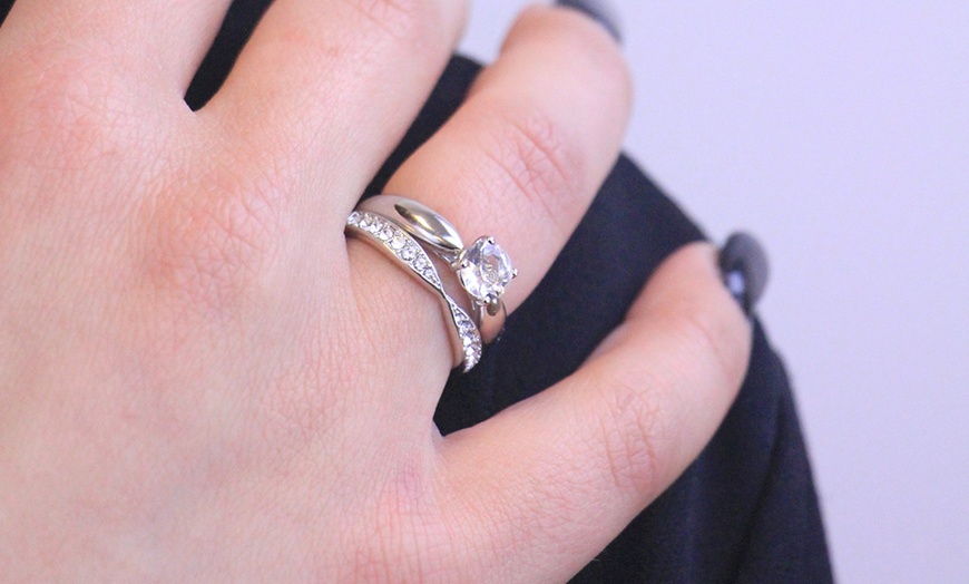 Image 18: Bague double Prestige avec cristaux autrichiens