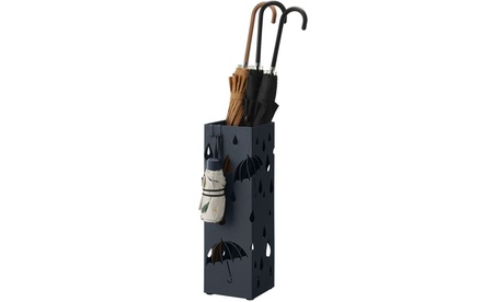 Porta ombrelli in metallo con vaschetta scola pioggia e 4 ganci