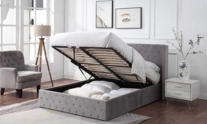  Ottoman Bed with Studded Wings and Optional Pocket Sprung Mattress 