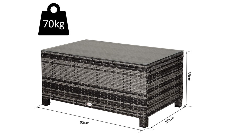 Image 3: Outsunny Rattan-Effect Outdoor Coffee Table