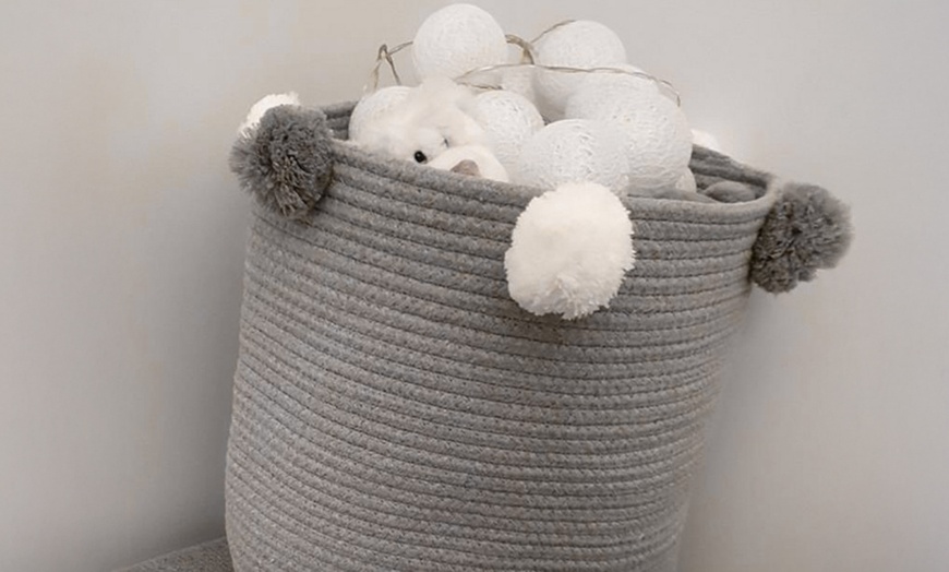 Image 1: Cotton Rope Basket for Laundry and Toy Storage