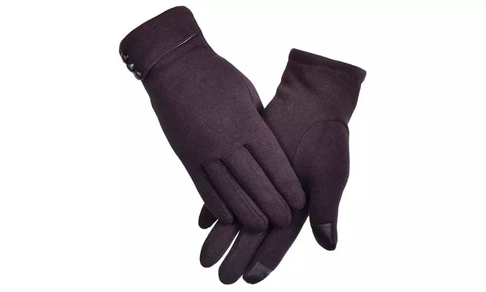 Womens Touchscreen Gloves with Button Details