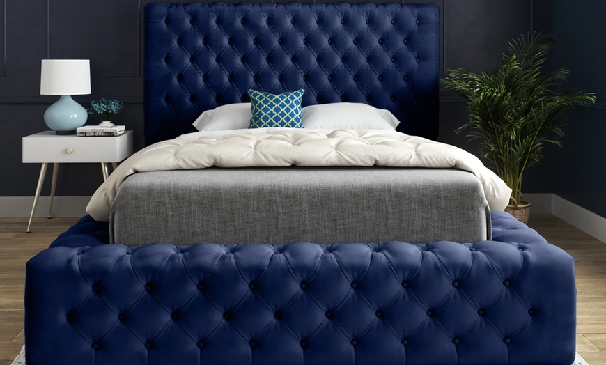 Image 15: DS Living Cambridge Upholstered Soft Velvet Bed