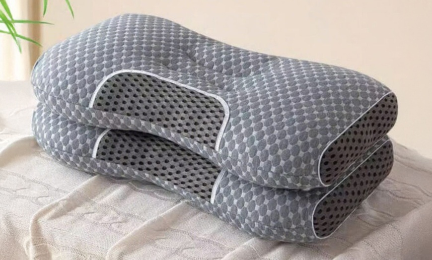 Image 6: One or Two Cotton Neck Pillows, Ergonomic Support for Sleep
