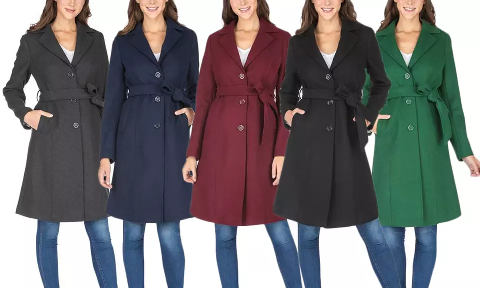 Haute Edition Women's Wool-Blend Belted Walker Coat. Plus Sizes Available. - Primary Image