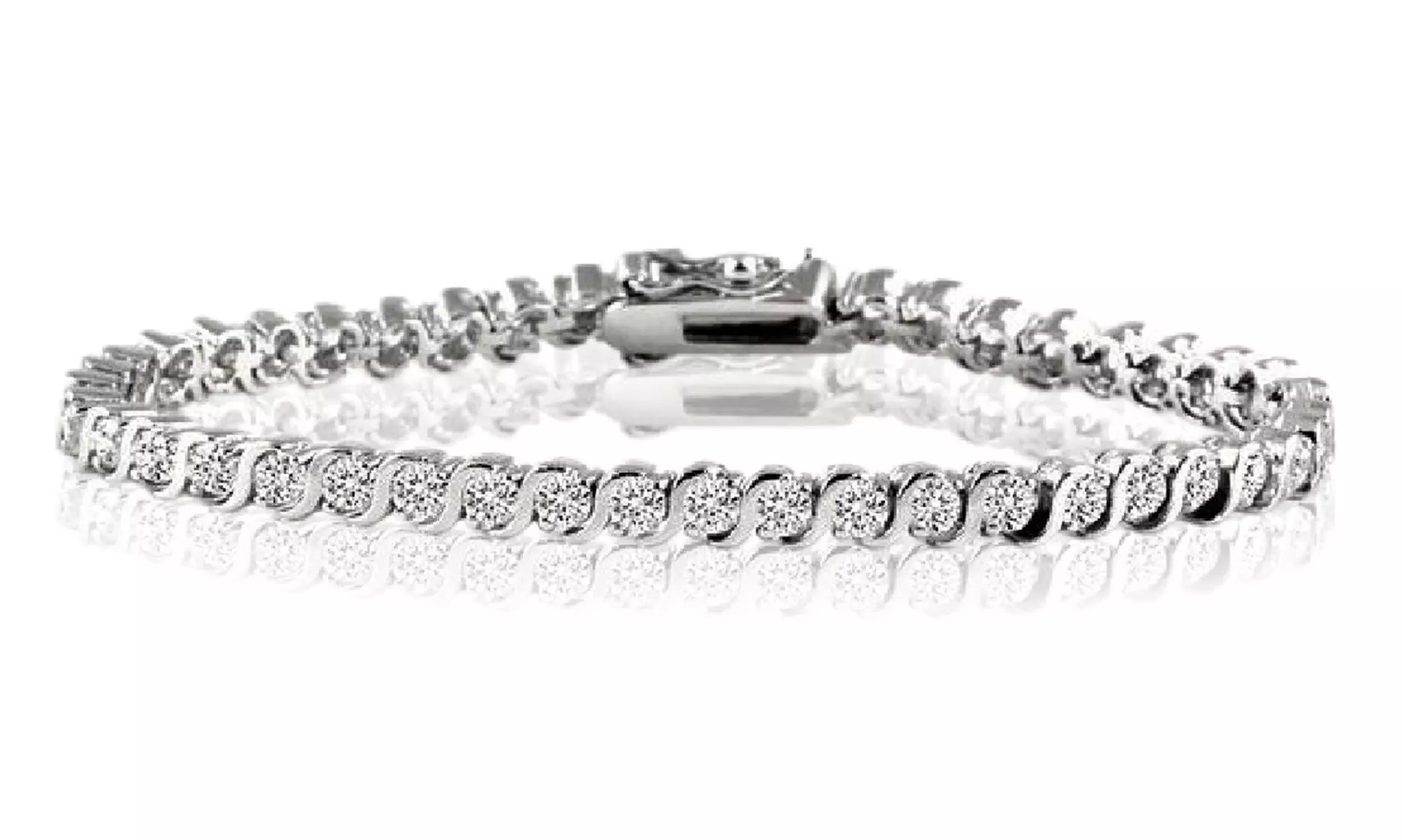 1/4 CTTW Diamond Tennis Bracelet in 18K White or Yellow Gold Plating - Primary Image
