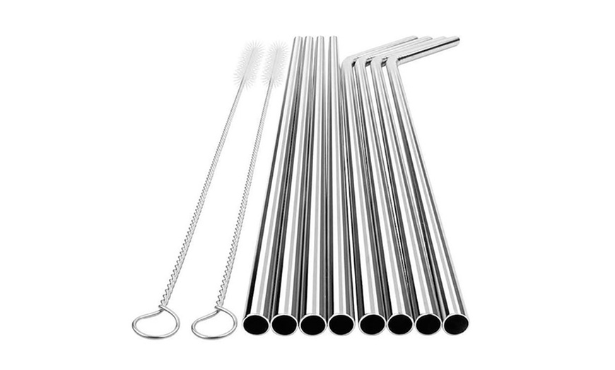 Image 11: 8-Piece Stainless Steel Straw Set