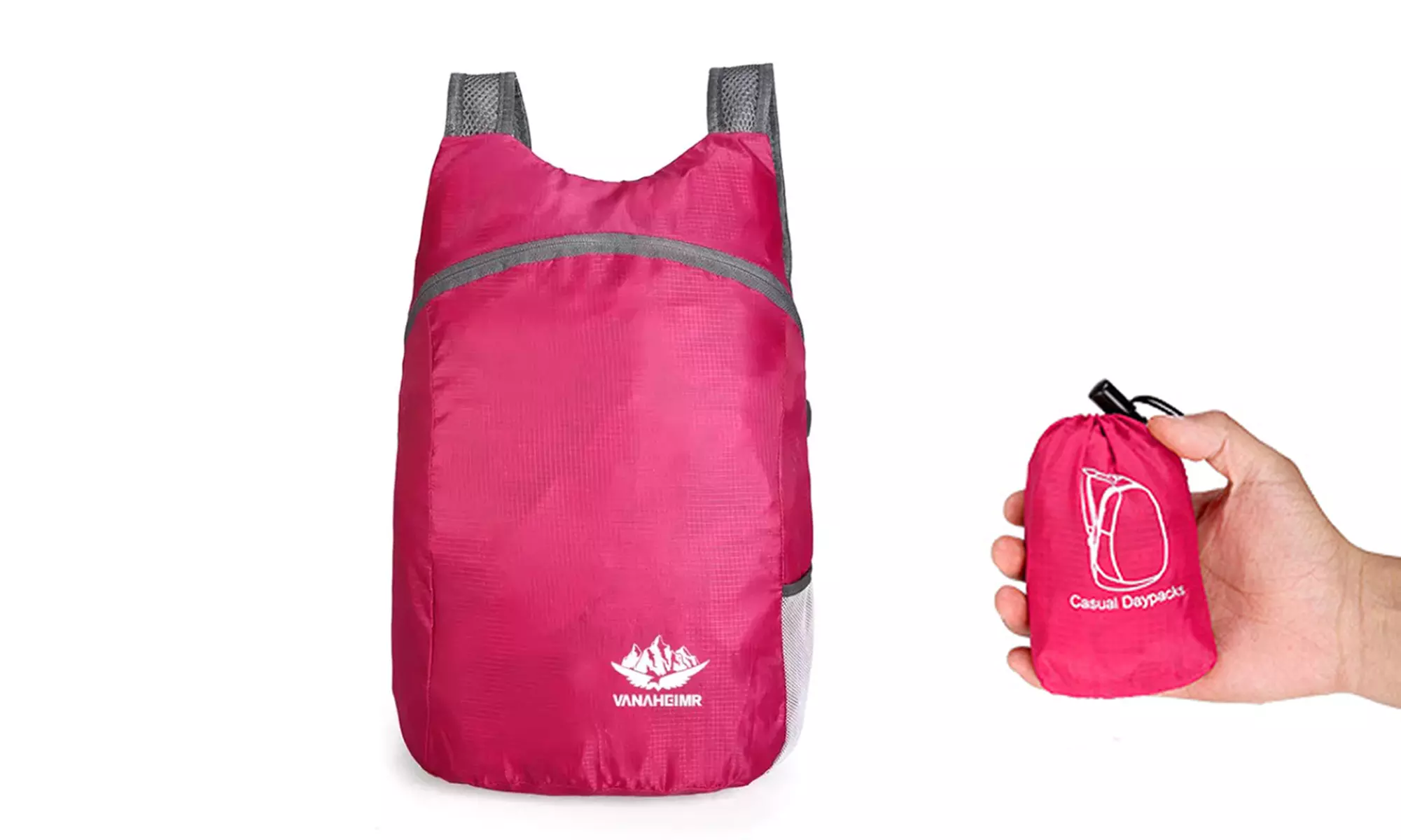 1 of 2 waterbestendige en opvouwbare rugzakken in kleur naar keuze