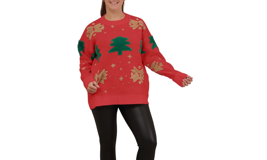 Image 4: Unisex Festive Snowflake and Tree Knitted Christmas Jumper