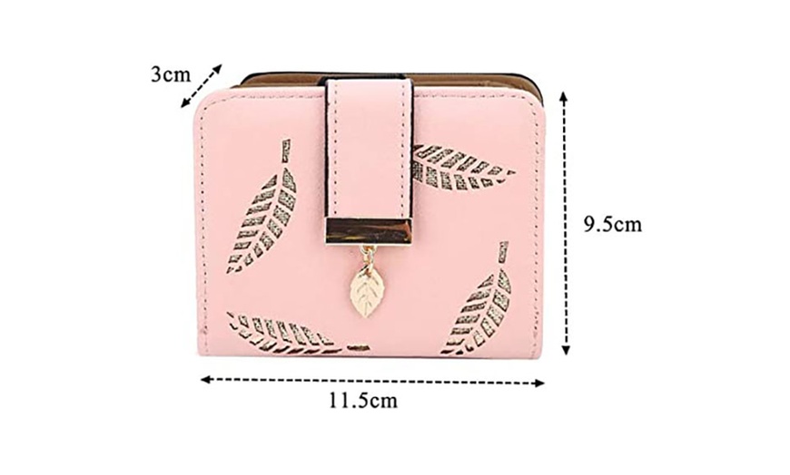 Image 15: Ladies Hollow Leaf Purse Wallet