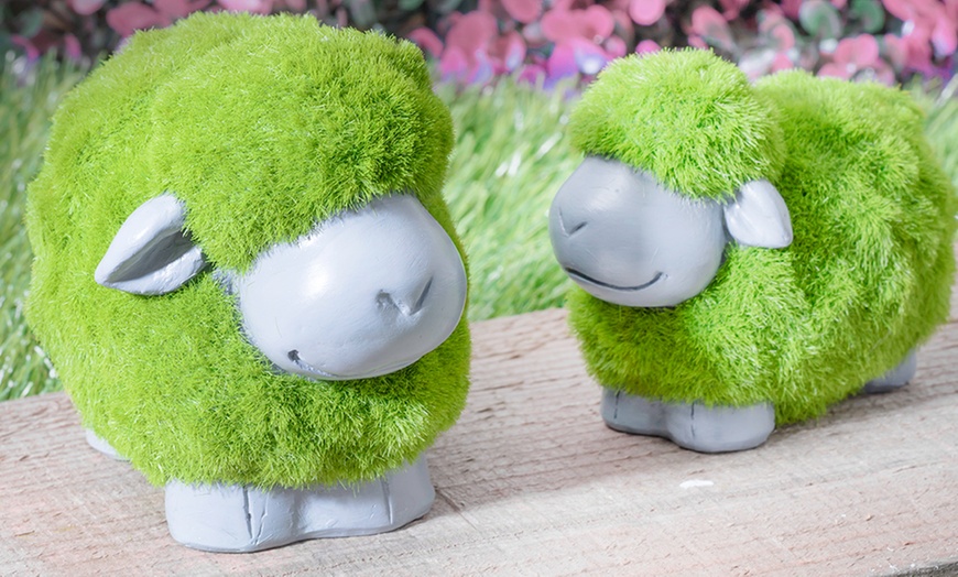 Image 4: Two, Four or Eight Two-Piece Garden Sheep Statue Sets