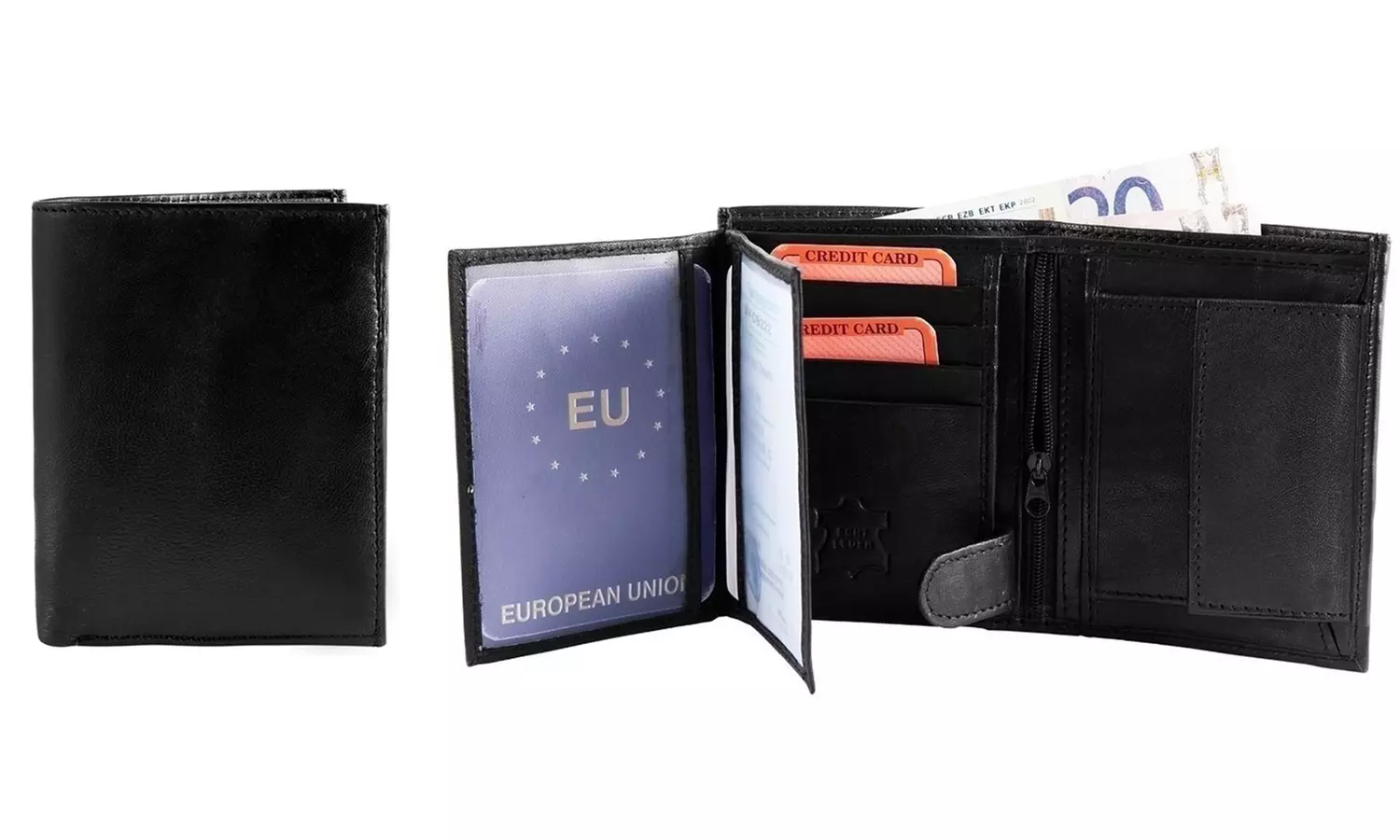 1x, 2x, oder 3x Herren- oder Unisex-Geldbörse aus Leder