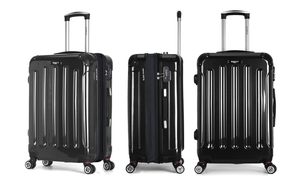 black shiny suitcase