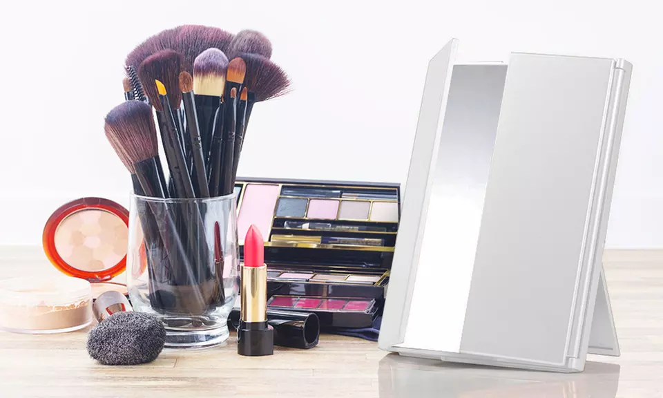 Tri-Fold Cosmetic Mirror with 21 Dimmable LED Lights and Touch Screen - Second Medium