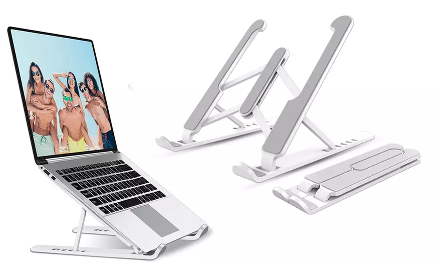 Image 1: 1 of 2 verstelbare en opvouwbare laptopstandaards