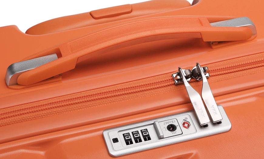 Image 12: Orange ABS Waffle Textured Suitcases and Hard Shell Vanity Case