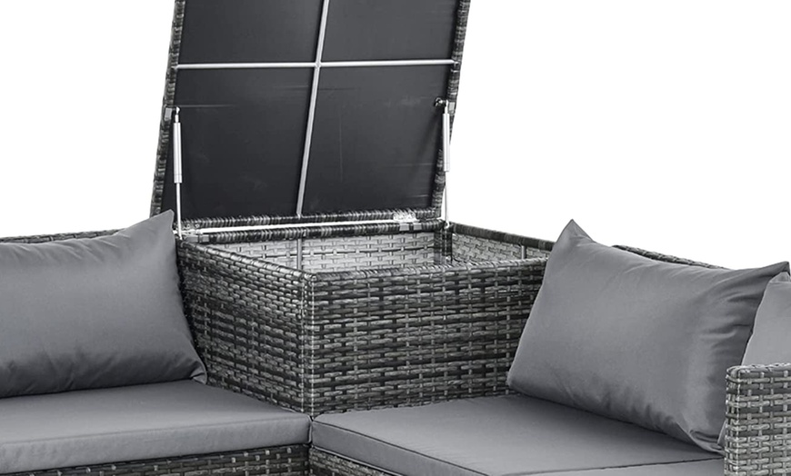 Image 6: Outsunny Four Seater Rattan-Effect Corner Sofa Set