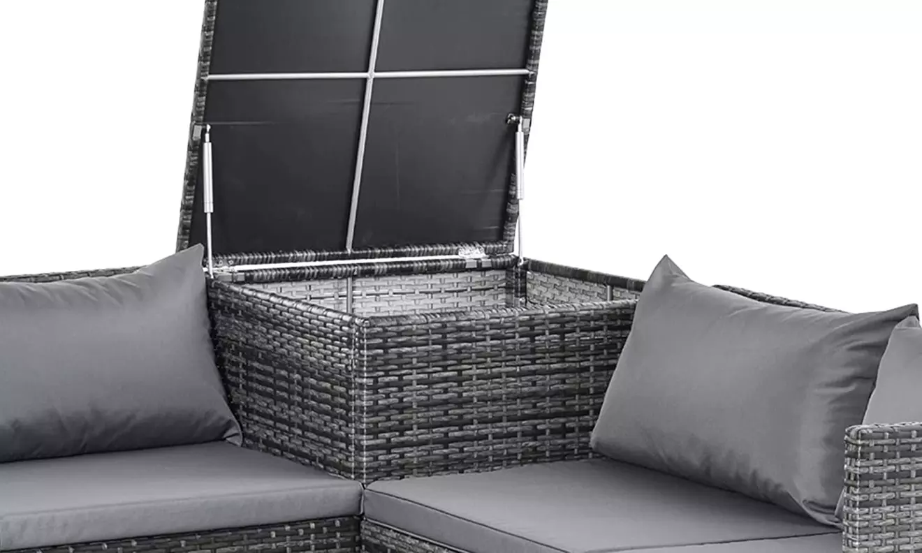 Outsunny Four Seater Rattan-Effect Corner Sofa Set