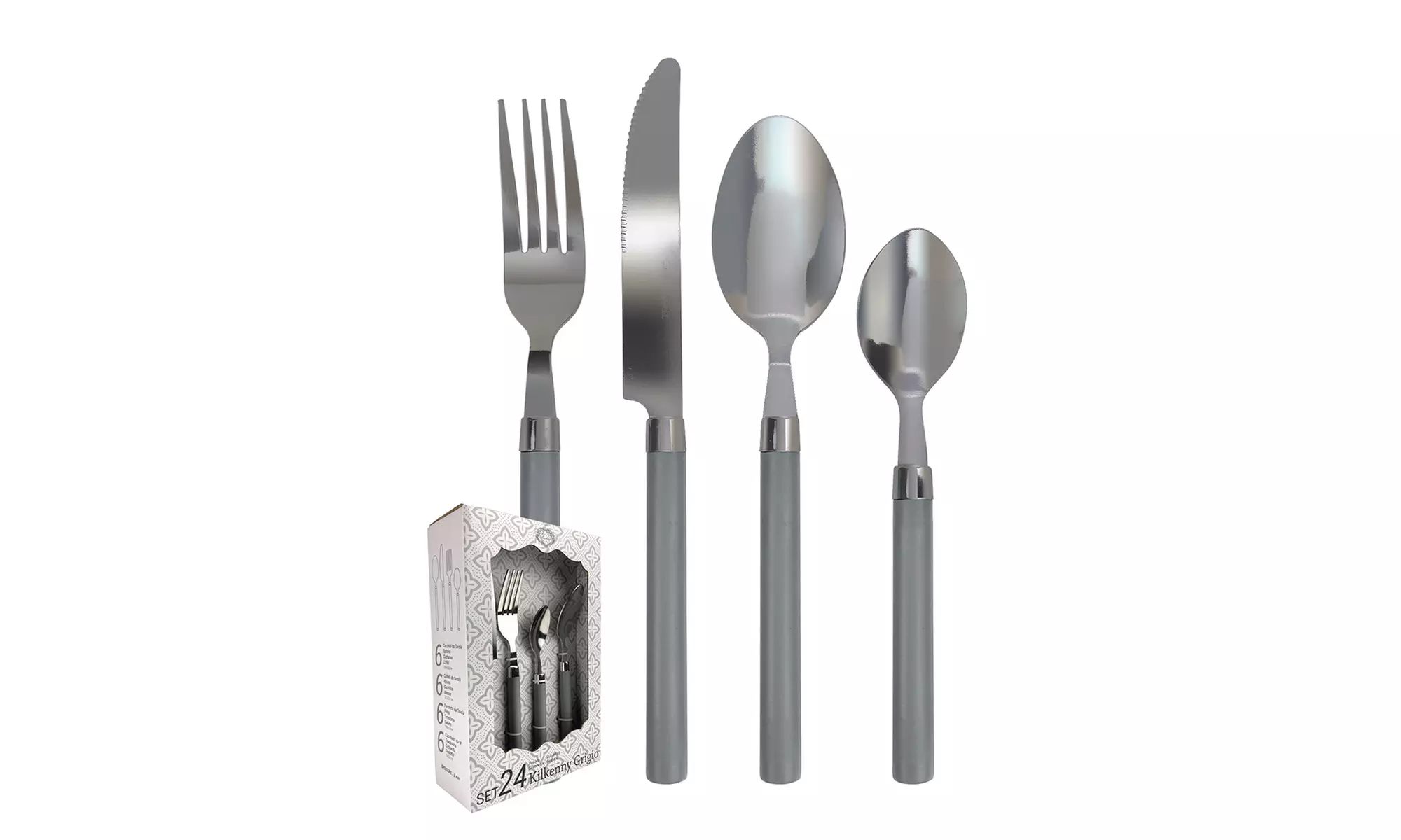 Set de 24 cubiertos de acero inoxidable con mango de colores