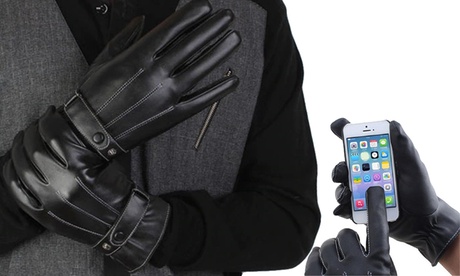 Gants tactiles pour homme en similicuir