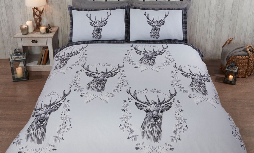 Image 1: Angus Stag Brushed Cotton Duvet Set
