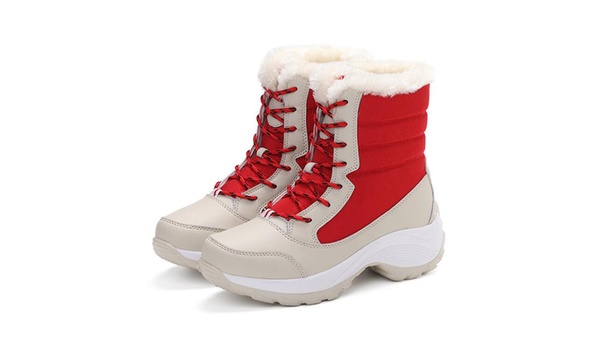 red and black snow boots